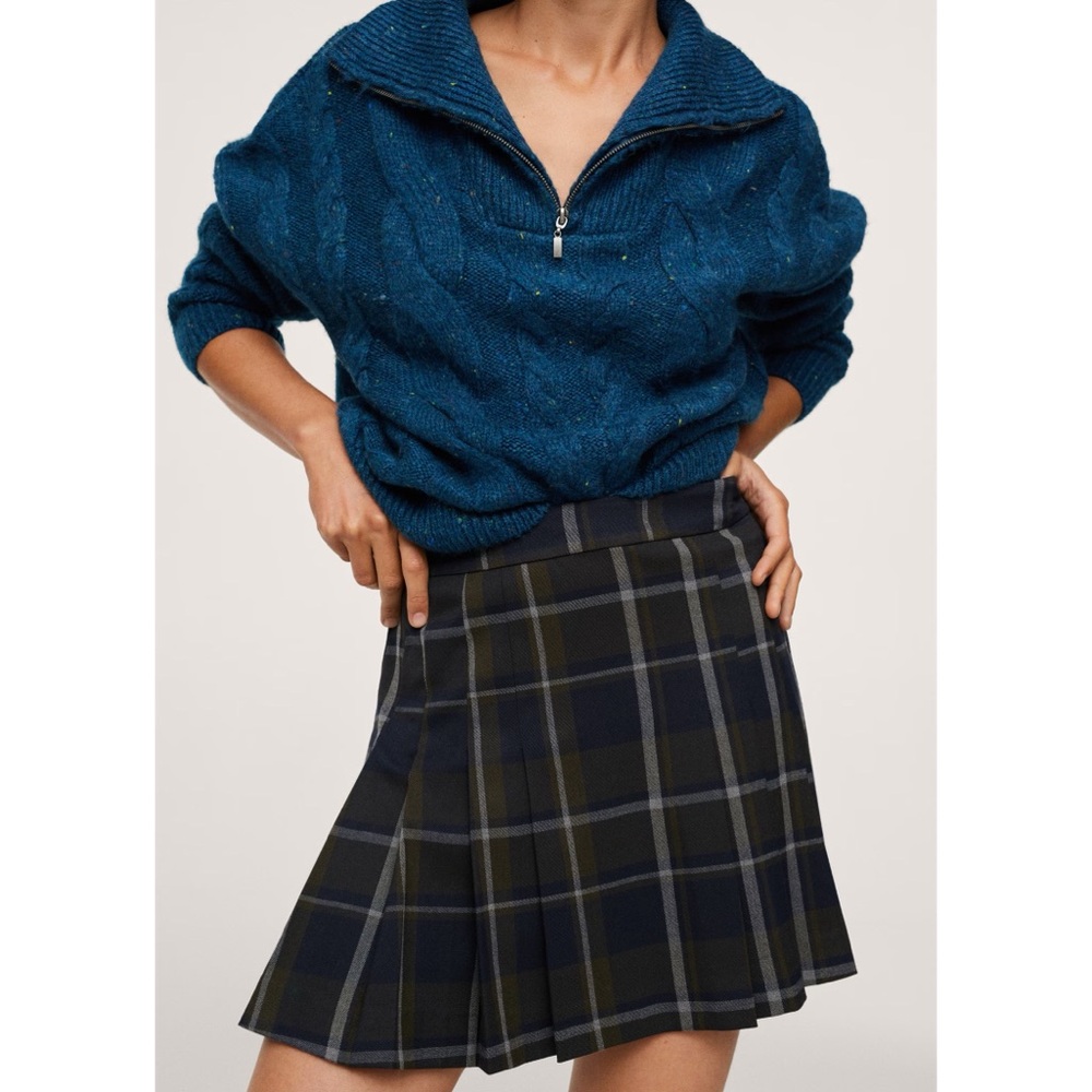 MANGO Plaid Pleated mini Skirt size S